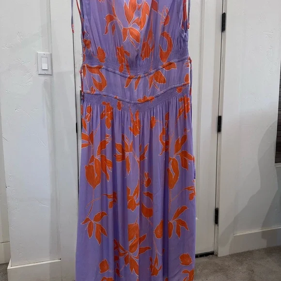 Thakoon Lavender and Orange Floral Midi Dress - Picture 6 of 7